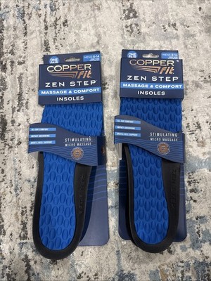 2 X  New Copper Fit Zen Step Massage & Comfort Insoles Men s 8-14