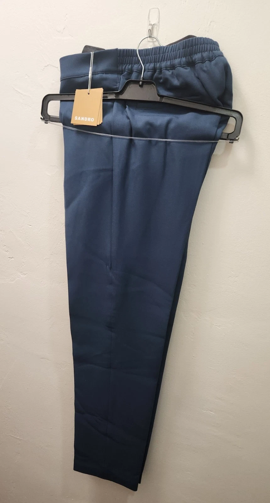 SANDRO Mens Jersey Trousers Size 40 FR (Medium 31/32 US) Elastic Waist Blue