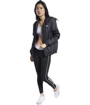 Reebok Womens Classic Vector Windbreaker Jacket, Black, Small