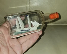 Vintage Cutty Sark Novelty Plastic Ship in a Bottle UK England Travel Souvenir