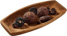 Wooden Dough Bowl Decor, Hand Carved Solid Wood Dough Bowl 17.2" Farmhouse Ta...