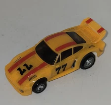 Vtg 1977 TCR Ideal #77 Porsche Orange Slot Car Race Car HO Glow - Runs Lights