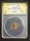 1922 No D 1C Lincoln Wheat Cent ANACS F 12 FS-401 Die 2 Key Date Fine 12 F-12
