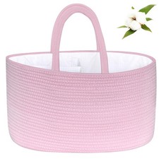 X-Large Diaper Caddy Organizer - Cotton Rope Nursery Storage Basket for Baby ...