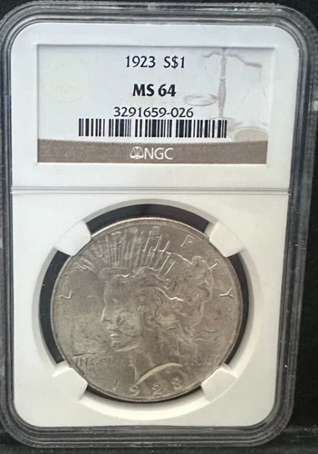 1923 Philadelphia Peace Silver Dollar $1 NGC MS64