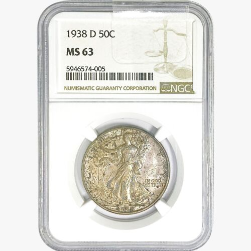 1938-D Walking Liberty Half Dollar Coin NGC MS63 - Picture 1 of 2