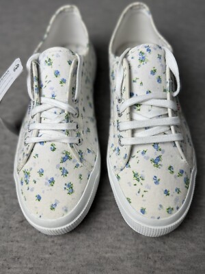 NWT Women s Superga 2750 Fantasia Blue Flower Print Low Top Canvas Sneakers 8.5