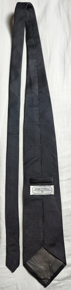Corbata Bruno Piattelli Para Hombre Negra Pequeña Lunares 100% Seda Hecha en EE. UU. Foto 2 de 4