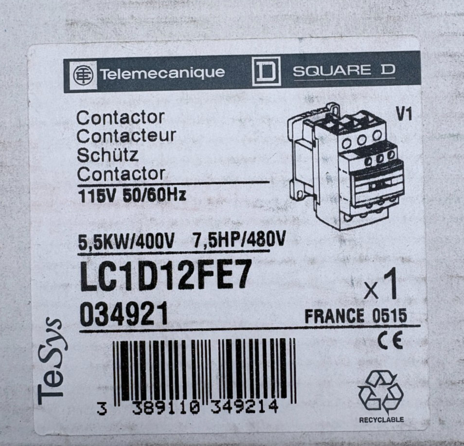 Contacteur LC1 D12FE7 Telemecanique pour commande moteur 12A