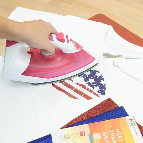 Trasferimento Calore Vinile Glitter 12"x10ft per Disegni Personalizzati T-Shirt Artigianato Rosso - Foto 3 di 5