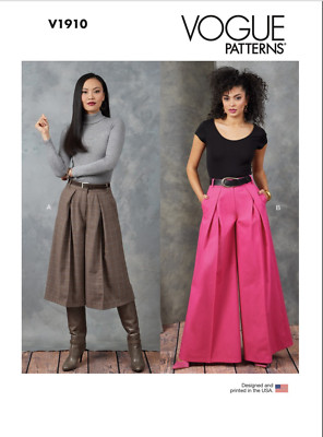 Vogue V1910 Sewing Pattern Misses' Pleated Wide Leg Pants Size B5 (8-16) UNCUT