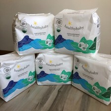 Set of 5 HealthyBaby 30ct Organic Cotton Diapers Size 5, Brand New, Sealed