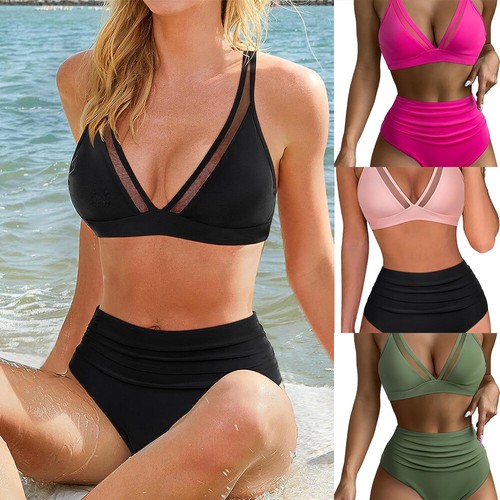 Gepolstertes Damen-Push-Up-Bikini-Set Damen hochtaillierter Badeanzug Badeanzug Bademode - Bild 3 von 24