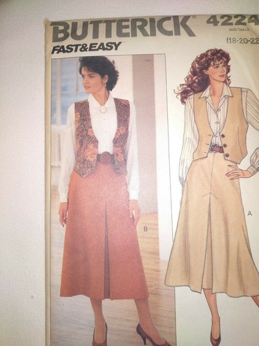 BUTTERICK VINTAGE MISSES VEST SHIRT SKIRT PATTERN - 4224 - Picture 2 of 4