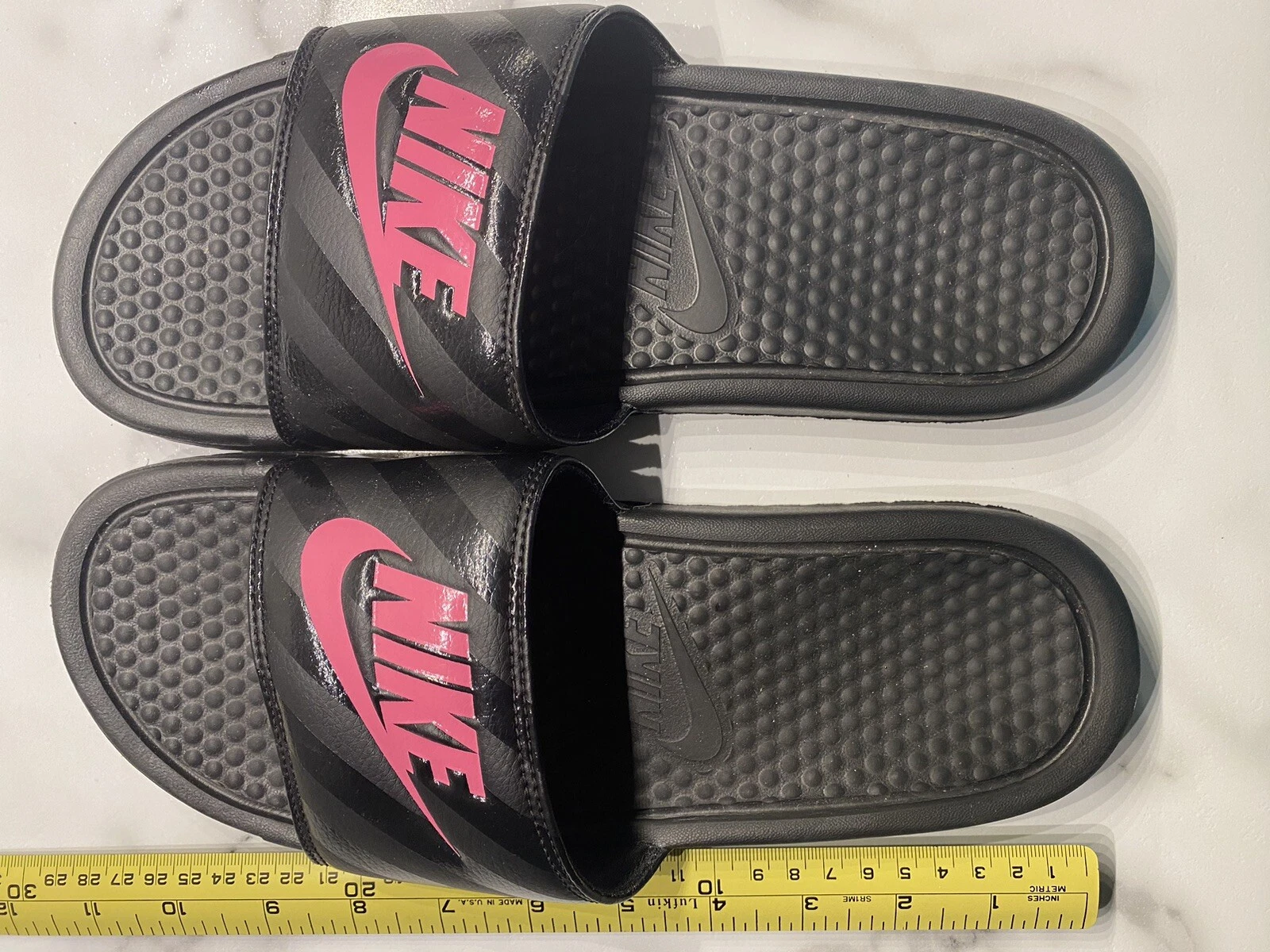 NIKE 343881 061 Sandali slide da donna neri e rosa taglia 10