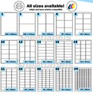 Coloured Self Adhesive Printer Labels, Red, Green, Blue or Yellow A4 Stickers