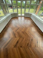 Luxury American Black Walnut UV Lacquered Chevron Flooring SAMPLE SR1809