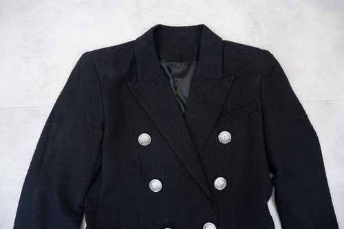 Balmain Girls Blazer Jacket Age 14 Yrs Linen Black Silver Buttons - Picture 2 of 13