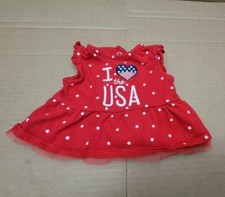 Infant Girls 4th of July USA Red Shirt 0- 3 Months Independence Day Lace