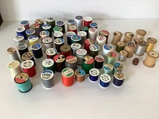 Lot Of Sewing Thread & Wood Spools 54 Thread Spools And 12 Wood Spools