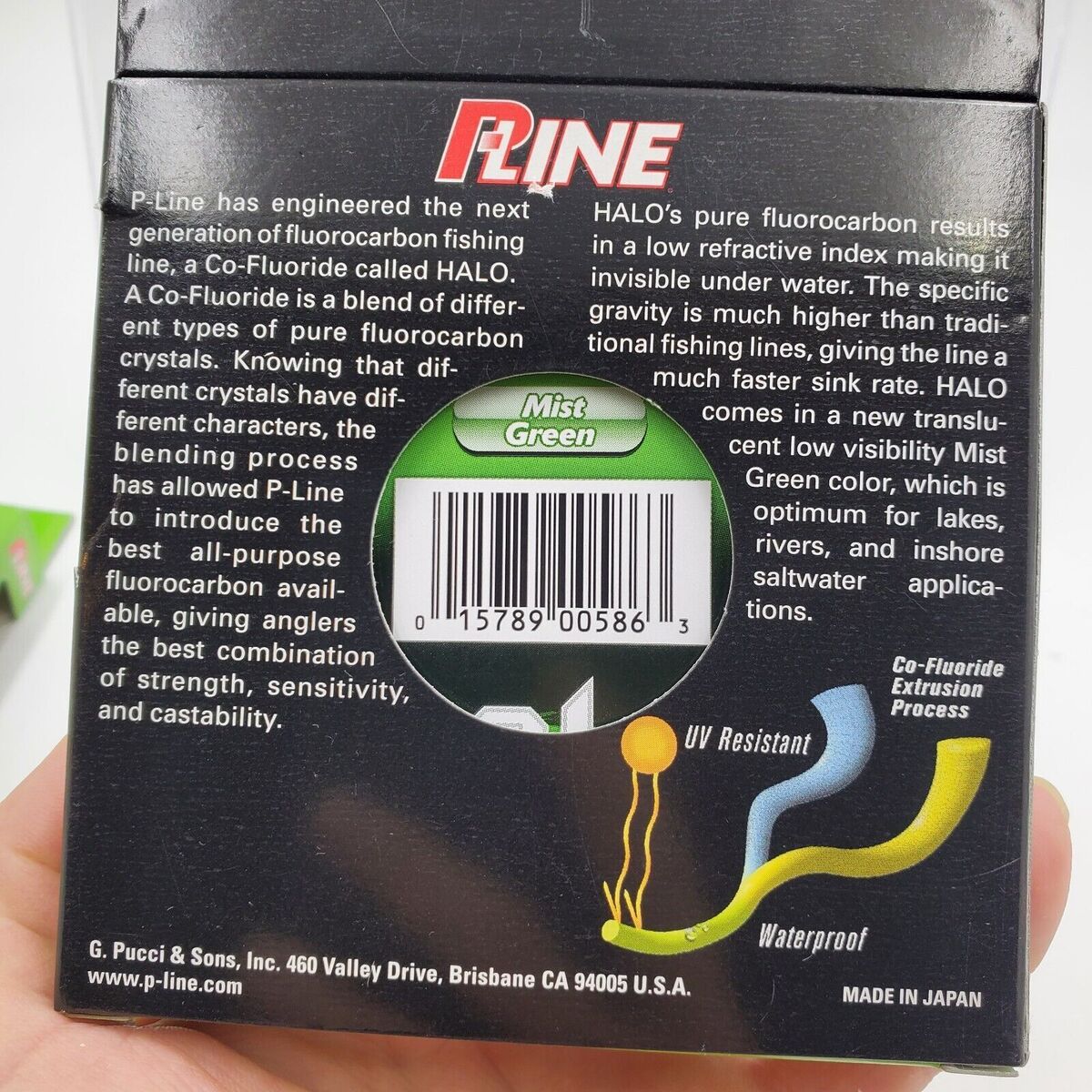 P-Line Halo 100% Fluorocarbon Mist Green Fishing Line 200 Yards 6, 8, 10LB  Pick