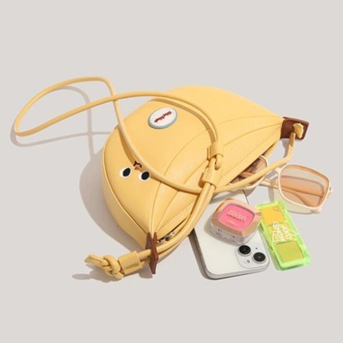 Creative Banana Shape Crossbody Bag PU Leather Satchel Purse For Women And Teens - Picture 5 of 8