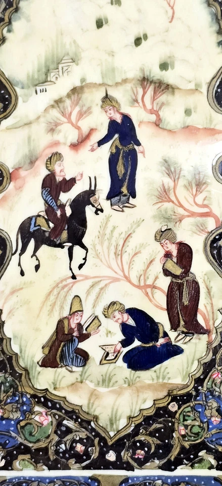 🖼️ Tableau Miniature Persane • Peint à la Main • Cadre Bois • 24 x 15.5 cm - Photo 3/4