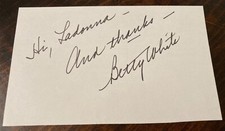 The Golden Girls Autograph BETTY WHITE Signed 3x5 Index Card Mary Tyler Moore TV