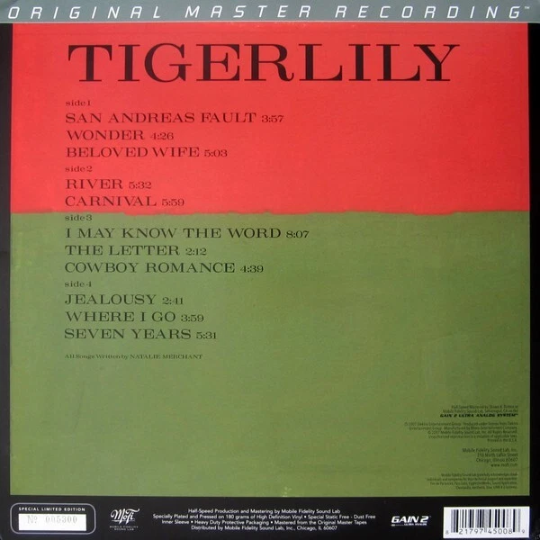 NATALIE MERCHANT - Tigerlily (180g 45 RPM MFSL NUMBERED* VINYL 2EPs 2024)**NEW** - Image 2 of 2