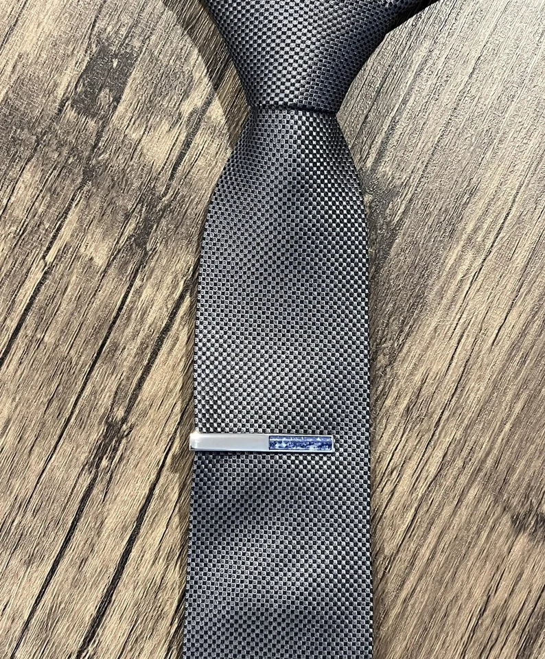 Clip de corbata de lapislázuli para hombre cumpleaños boda regalo barra de corbata Foto 3 de 4