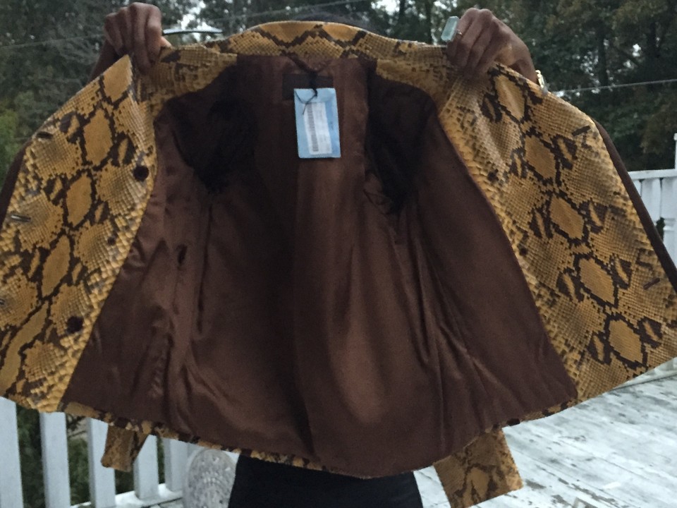 New Designer Yellow Prada Python snakeskin Coat jacket Stroller XS-S 0 ...