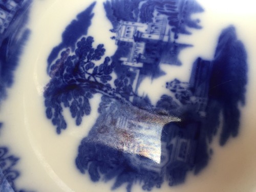 W H Grindley SHANGHAI Flow Blue 8 ⅞” Luncheon Plate c. 1891 - Picture 8 of 10