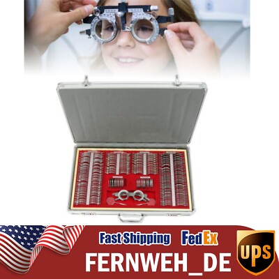 266PCS Optical Optometry Trial Lens Set Metal Rim Aluminum Case Aluminum Box
