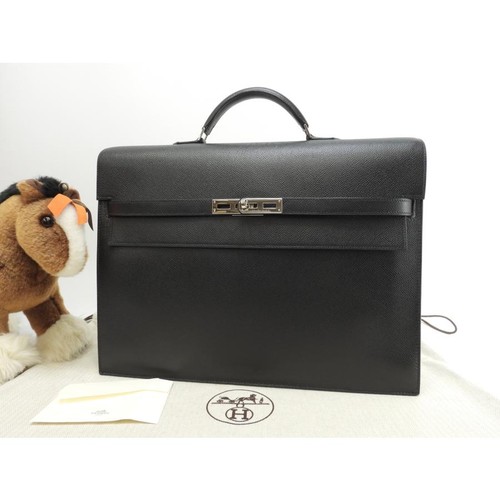 HERMÈS Kelly Depeches 38 Briefcase Epsom Calfskin Leather Black Unisex #HBY0471