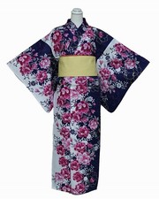 Women s Navy Yukata LL-3L Loose Fit Kimono Sleepwear