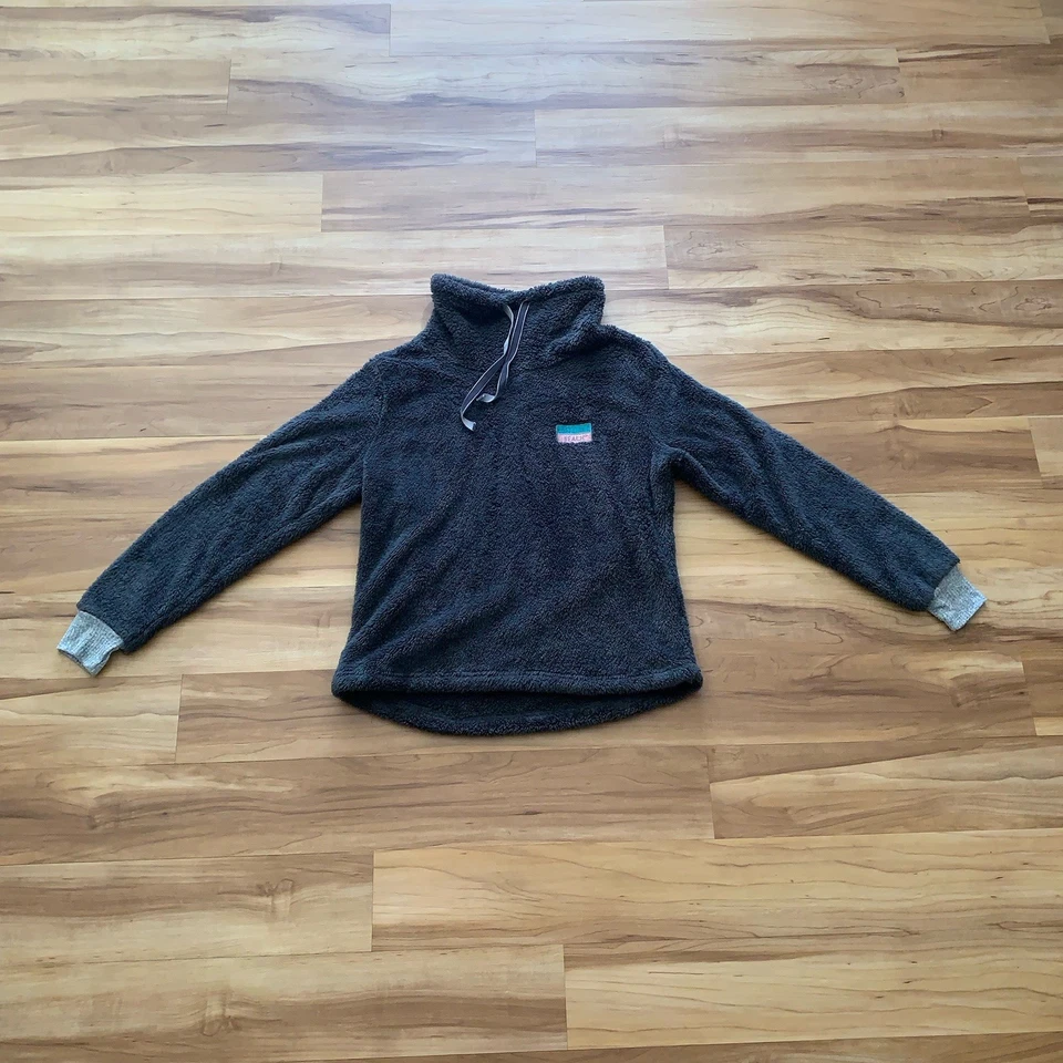 Top pulóver Rosemary Beach 30A Sherpa polar grande gris oscuro para mujer Foto 3 de 4