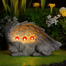 Dog Angel Solar Light Outdoor Memorial Gifts for Loss of Pet - Large Dog Sleepin
