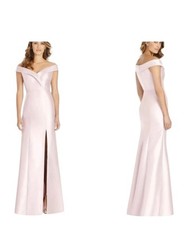 NWT Alfred Sung Off-Shoulder Blush Pink Dress Satin Twill Size 8