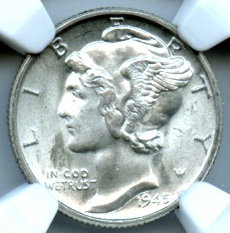1945 Mercury Dime, NGC MS 66