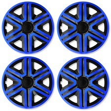 Lot de 4x Enjoliveurs ACTION BLEU NOIR 16 Pouces Universel Pour Peugeot 16’’