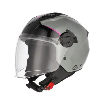 Casque Jet Acerbis Levante Gris/Rose Rose Lucide Moto Scooter ECE 2206 - Photo 1/4