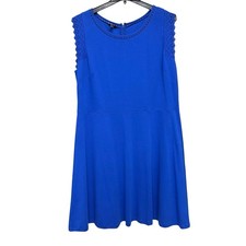 Talbots Sleeveless Blue Purple Keyhole Accent Cotton Midi Dress Plus Size 2X