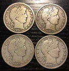 1907 P, D, S & O Barber Silver Half Dollar, VG-F. Great Complete Set! F81