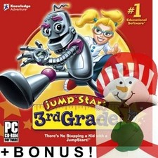 JumpStart 3rd Grade Edutainment PC Software + Snowman Gift Box Mailer Bundle New