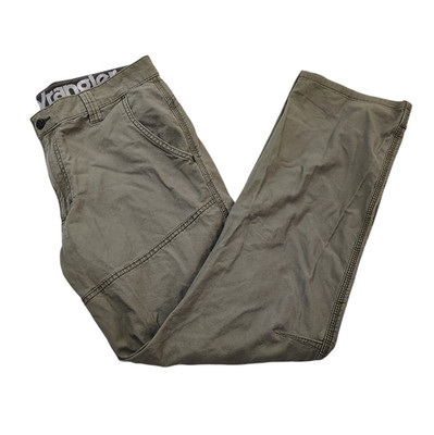 Wrangler ATG Men 34x32 Green Pocket Outdoor Pants Casual Hiking Camping Stretch