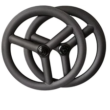 Carbon Tri Spokes Road Bicycle Wheelset Disc/V Brake Folding Bike Wheel Tubeless
