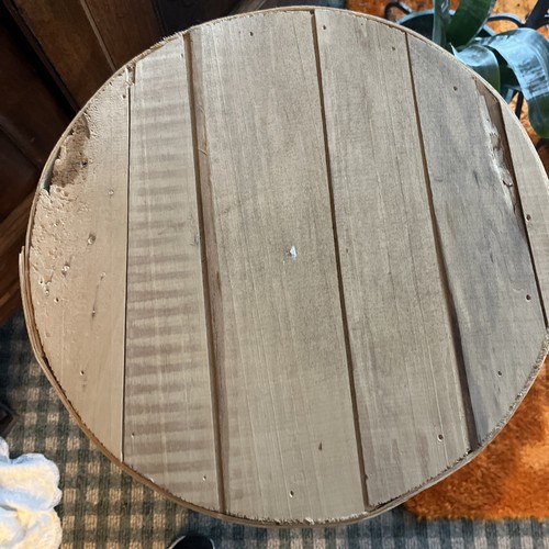 VTG 15" Round Wooden Cheese Box Dufeck's Denmark WI with lid - Picture 3 of 3