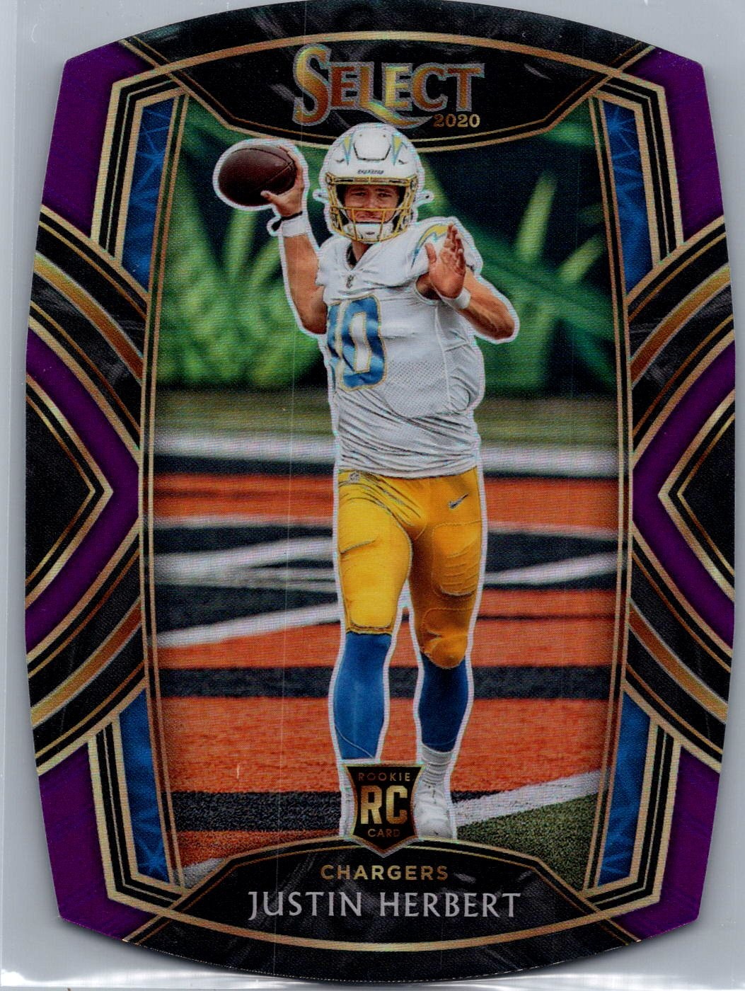 Justin Herbert 2020 Panini Select Maroon Prizm Die Cut #244 Rookie RC Chargers