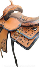 Horse Saddle Leather Western Barrel Racing Racer Trail Tooled Carved Equestrian