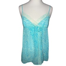 Victoria's Secret Y2K Sheer Aqua Blue Lace Detail Babydoll Lingerie Size Small